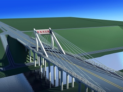 3d三组跨江大桥模型