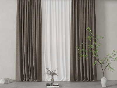 3d现代窗帘布帘模型