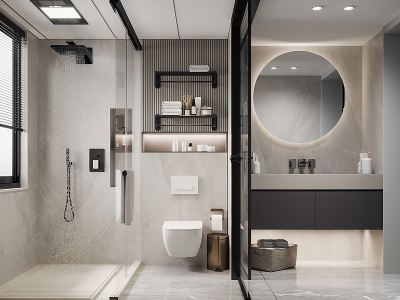3d现代卫生间浴室柜模型