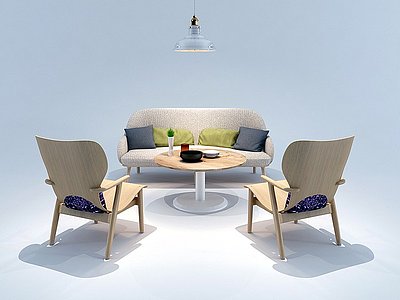 3d北欧沙发茶几组合休闲单椅模型
