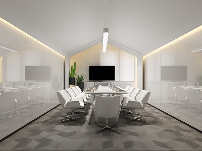 3d现代会议室办公桌办公椅模型