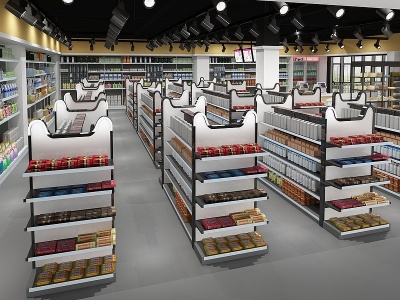 3d现代超市收银台超市货架模型