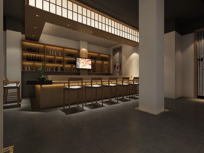 日式餐饮店料理店小景模型3d模型