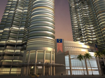 3d双子塔建筑商业楼办公楼模型