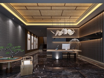 新中式足浴中心大厅模型3d模型
