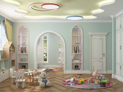 3d现代儿童娱乐区多功能室模型