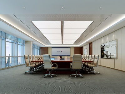 3d现代多功能会议室会议桌椅模型