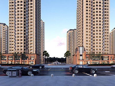 3d欧式高层住宅建筑外观模型