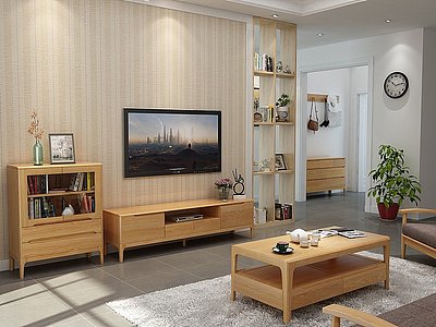 日式小清新客厅模型3d模型