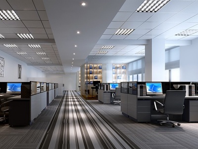 3d现代风格办公室大厅模型