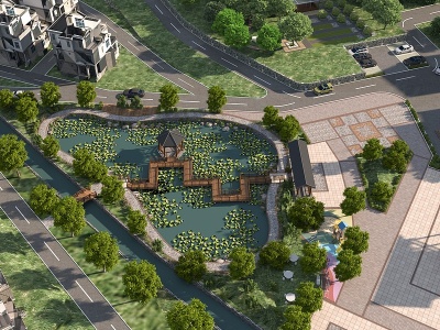 3d乡村休闲广场模型