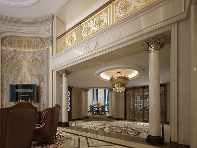 3d欧式古典奢华客厅模型