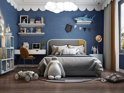 现代儿童房卧室房间模型3d模型