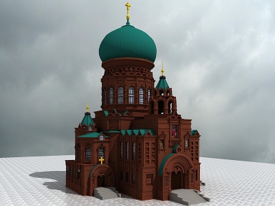 索菲亚大教堂欧式教堂模型3d模型