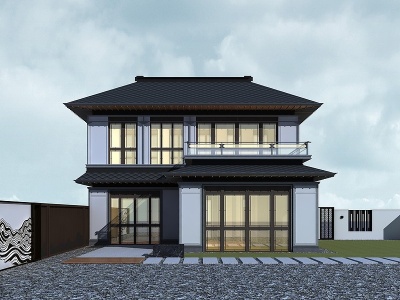 3d新中式别墅住宅模型