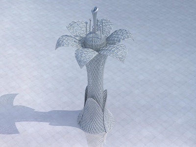 现代百合花雕塑小品模型3d模型