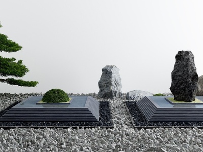 新中式庭院景观小品模型3d模型