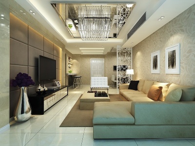 3d现代客厅转角沙发模型