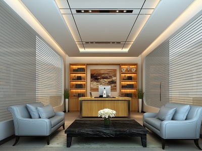 新中式办公室家具模型3d模型