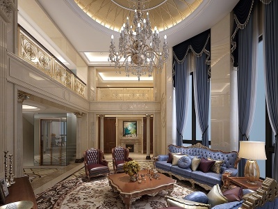 3d欧式古典奢华欧式客厅模型