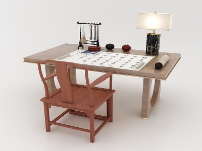 3d现代风格书桌椅模型