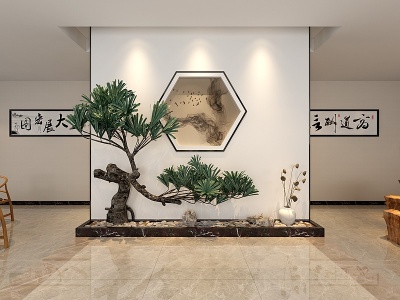 3d中式茶室走廊模型