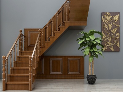 新中式楼梯扶手栏杆模型3d模型