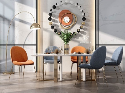 北欧现代轻奢餐桌椅模型3d模型