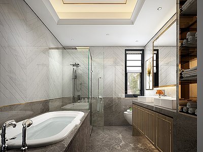 新中式卫生间浴缸模型3d模型