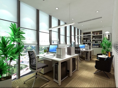 3d现代办公室财务室模型