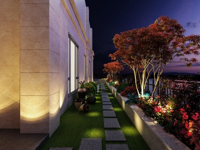 新中式室外花园庭院模型3d模型