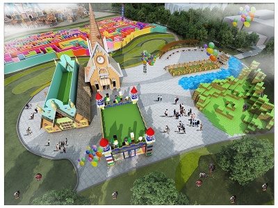 3d歐式古典游樂場公園模型