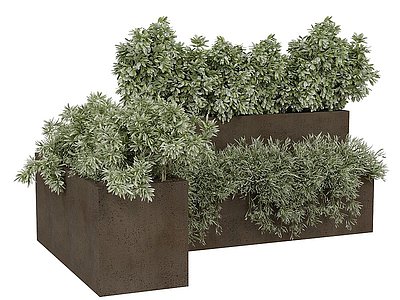 3d现代绿植花坛模型