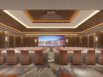 新中式大会议室模型3d模型