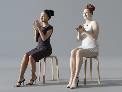 3d现代坐着的坐姿女人模型