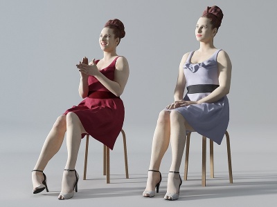 3d女人坐着的女人人物模型