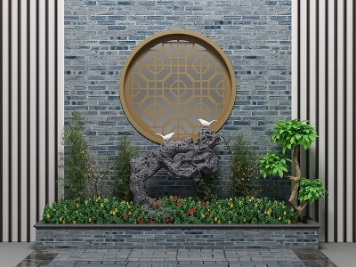 中式园林小景模型3d模型
