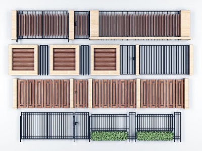 3d新中式铁艺栏杆护栏围栏模型