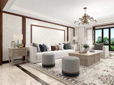 美式家居客厅模型3d模型