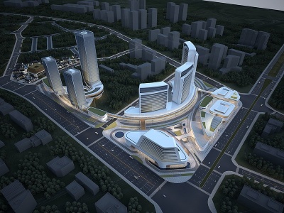 3d现代异形高层酒店办公楼模型