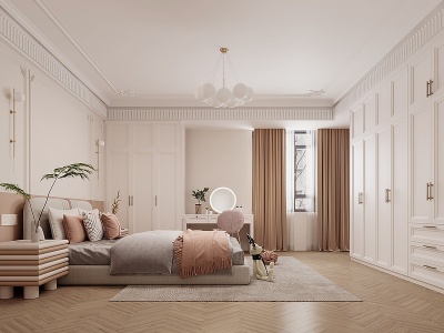 3d法式卧室客房模型