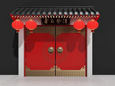 中式古建门头模型3d模型
