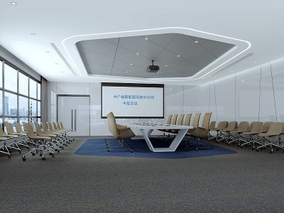 3d现代会议室会议桌椅模型