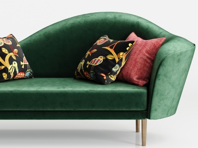 新中式双人沙发抱枕组合模型3d模型