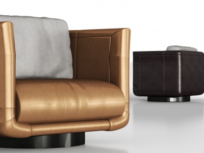 3d现代皮革单人沙发组合模型