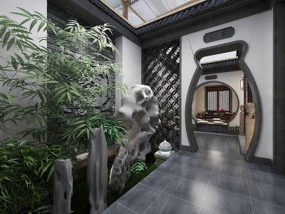 3d中式居家庭院模型