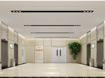 3d现代医院大堂电梯厅模型