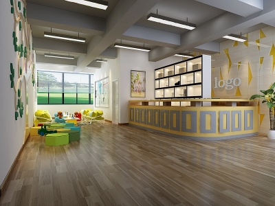 3d现代儿童舞蹈教室前台模型