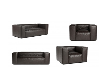 3d现代黑色皮革沙发模型