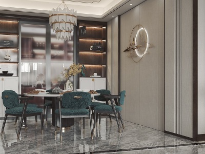 新中式家居客餐厅模型3d模型